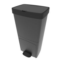 Kitchen Move – Vertikaler Recyclingbehälter 70L – Abfalltrennung – 40L Oberfach mit Schnappdeckel – 30L Schublade – Anthrazitgrau