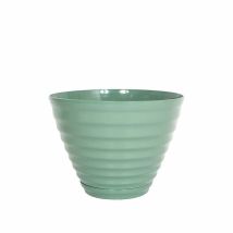 La Hacienda - 40cm Vale Planter With In-built Saucer - Plastic - L40 X W40 X H30 Cm - Sage Green