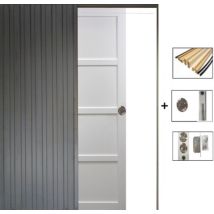 Porta Scorrevole Tamera Bianca Larghezza 63 Con Sistema Di Galandage + Kit Finitura Incluso
