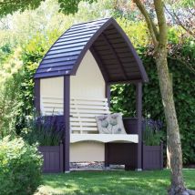 Afk - Cottage Arbour Wooden Garden Seat Chair Bench Lavender Purple & Cream Fsc