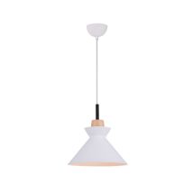 Lampadario A Sospensione Zambelis Bianco E Decorazione In Legno