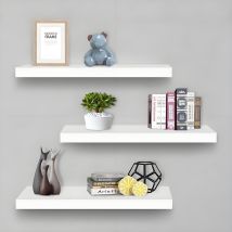 Ballshop 3pcs Floating Shelves 80cm Shelves For Wall Decorative Wood Wall White Shelves Screw Mounted For Bathroom Kitchen Living Room Bedroom
