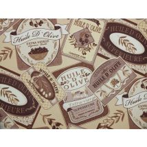 Ugepa - Olive Oil Label Motif Wallpaper Typography Script Brown Beige Textured Vinyl