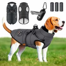 Giacca Per Cani Cappotto Per Cani Con Pettorina Incl. 45 Sacchetti Per La Cacca + Dispenser Gilet Invernale Per Cani Foderato Impermeabile Gilet 