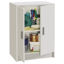 Mobiler Multifunktions-Grundbausatz – 2 Türen – 2 Regale – 59 x 38 x 80 cm – Weiß