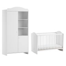 Cuna Bebé 60x120 Y Armario 2 Puertas Vox Megeve Blanco