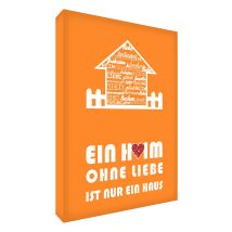 Little Helper - Hsewolv128-10 Feel Good Art Wandschmuck Leinwand Im Modernen Typographischen Stil Ein Heim Ohne Liebe, 30 X 20 Cm , Orange