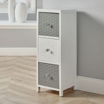 White Wooden Storage Unit 3 Drawer Chest Bedroom Organiser Fully Assembled