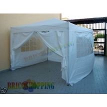 Gazebo Bianco Alluminio Pieghevole 3x3 Con Teli Rapido X Mercatini Richiudibile