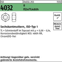 Sechskantmutter Iso 4032 M8 8 Zinklamellenbes. Gleitm. Flznnc 480h-l 1000 Stück