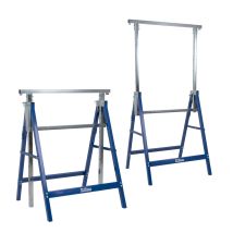 2x Arbeitsbock 7-fach Höhenverstellbar Bis 400 Kg Stahl Verzinkt Lackiert Blau Klappbock Gerüstbock