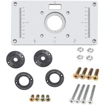 Piastra Di Inserimento Per Tavolo Fresatrice In Lega Di Alluminio Con 4 Anelli Di Inserimento. Per Lavorazione Del Legno, Da Banco, 235 Mm X 120 Mm X 