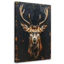 Tableau Déco Tête De Cerf Sur Fond Noir 60x90