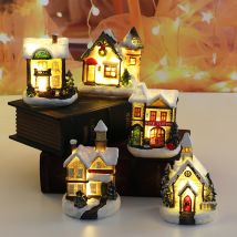 Decoración Navideña Iluminada, Juego De 5 Adornos Navideños En Miniatura Para Interiores, Kit De Copos De Nieve Con Luces Led Para Casa Navideña, 