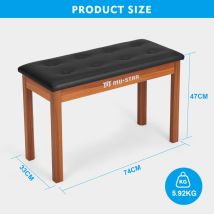 Mustar Piano Bench Piano Stool With Storage,74cm Large Seat Solid Wooden Keyboard Bench,soft Faux Leather Padded Seat For Vanity, Living Room,bedroom,