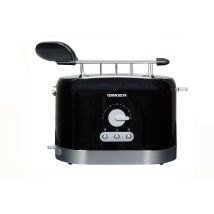 Tostapane Termozeta in acciaio inox nero 870W – 2 fette – Timer regolabile 7 livelli di doratura – Griglia scaldapane inclusa