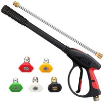 Hochdruckreiniger-pistole, 4000 Psi, Autowaschpistole Mit M22–14 Mm Gewinde, 19 Zoll Ausziehbarem Stab Und 5 Düsenspitzen Für Hochdruckreinigung