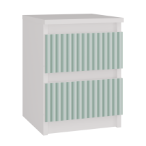 Aster - Mesilla De Noche Estilo Escandinavo - 30x30x40 Cm - Mesilla De Noche 2 Cajones - Mobiliario Dormitorio Infantil - Blanco Y Verde