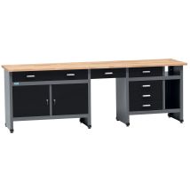 Kupper – Établi 12289 – Largeur 240 Cm – 6 Tiroirs – Charge Maximale 300 Kg – Plateau En Hêtre Massif 30 Mm – Pour Ateliers Et Garages