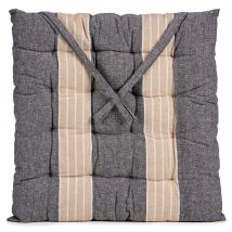 Sitzkissen mit Bändern – 40 x 40 cm – 100% Baumwolle – Dicke: 5,5 cm – Gestreiftes Design – Komfort für jeden Raum