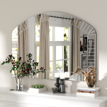 Luvodi - Espejo De Pared Con Diseño De Arco Moderno: Espejo De Pared Art Déco Grande De 100 × 70 Cm En Vidrio Biselado, Espejo De Tocador De 