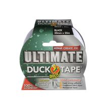 Duck – Heavy-Duty Duct Tape – 50mm x 25m – Waterproof, Black, Fabric Reinforced – Ideal for Repairs and DIY Projects