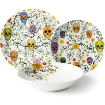 Excelsa Calavera Set 2 Posti Tavola 6 Piatti Fine Porcellana