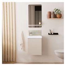 Mueble lavabo LISA con espejo SIMONA y estante blanco – Lavabo cerámica reversible – Puerta bisagras cierre suave – Fácil montaje