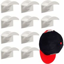Peny - Hat Hooks Wall Mount Hat And Wig Holder Baseball Helmet Adhesive Punch-free Double Hook Hat Rack White 10 Pieces