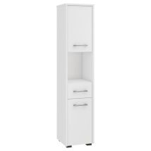 Abamihome - Badezimmersäule Akord Fin Weiß 30 Cm 2 Türen Schublade 5 Ebenen B30 X H140 X T30 Cm
