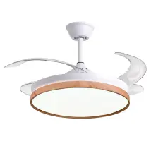 Iluminashop - Ventilador De Techo Led Cct Madera 72w Blanco Dc Ultra Silencioso Con Mando A Distancia Y Palas Retractiles Verano / Invierno