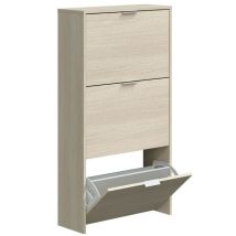 Miroytengo - Scarpiera Multi-stanza In Rovere O Bianco Lucido Con 3 Ripiani 113x60x22 Cm