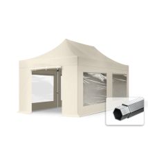 3x6m Gazebo Pieghevole Pes 800 Con Laterali (finestre Panoramiche), Professional 40mm Alluminio, Crema