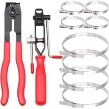 Set Di 10 Pinze Per Fascette Stringitubo, Pinze Per Fascette Stringitubo Universali, Include 2 Utensili, 8 Fascette Di Crimpatura, Adatte Alla Maggior