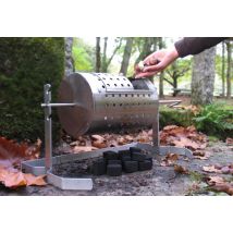 Asador de castañas de acero inoxidable – 30 cm – 20 cm de diámetro – 80 cm con manivela – Compatible con barbacoas Baluja