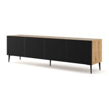 Bim Furniture - Mueble Tv 4 Puertas 200 Cm Philaé Madera Y Negro