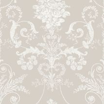 Laura Ashley - Josette Weiss & Dove Grau Vliestapete - 10mx52cm