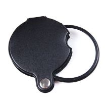 Minkurow 60 Mm Diámetro 10x Mini Lente De Vidrio Lupa De Lectura Lupa De Bolsillo Lupa De Relojero Plegable Con Cubierta De Cuero Pu - Negro