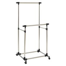 AC-DECO Doppelter Kleiderständer aus Edelstahl – Verstellbare Höhe 97-164 cm, Länge 87-149 cm, Breite 66 cm – Ideal für Flur und Schlafzimmer