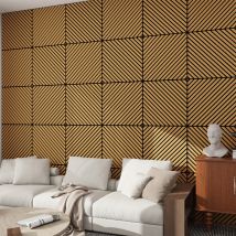 Set Vang Di 4 Pannelli Murali 3d Fonoassorbenti 60x60 Cm A Listelli Diagonali Copertura 1,44 M² - Effetto Rovere Scuro Neu.holz