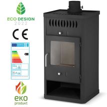 Poêle à bois Zvezda Orion – 10 kW – Longueur max de bûche, Puissance, Évacuation des fumées, Classe efficacité énergétique A