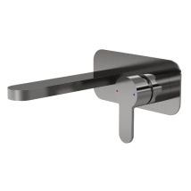 Merano - Nuie Arvan 2-hole Wall Mounted Basin Mixer Tap With Plate - Brushed Pewter