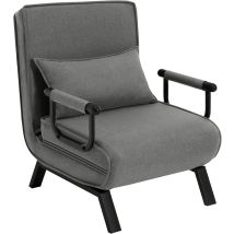 Convertible Sofa Bed 3-in-1 Arm Chair Folding Recliner Sleeper Single Bed For Adults, Dark Grey - Woltu