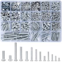 Set Di Viti Filettate M3 M4 M5 M6 Da 1080 Pezzi Con Dadi Esagonali E Rondelle, Viti A Testa Tonda, Viti A Testa Phillips, Kit Assortimento Di Viti Per
