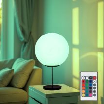 Rgb Led Tischleuchte Dimmbar Mit Fernbedienung Beistelllampe Nachttischlampe Schlafzimmerleuchte Wohnzimmerlampe, Metall Glaskugel, 8,5w 806lm 