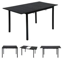 Industrieller Ausziehbarer Esstisch Für 4 Bis 6 Personen Aus Schwarzem Mdf-holz, Schwarze Metallbeine - Schwarz - Meubles Cosy