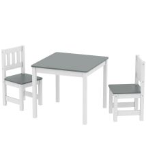 Aiyaplay Tavolo Per Bambini Con 2 Sedie In Legno Grigio E Bianco