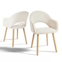 Modern Dining Chairs With Crescent-shaped Backrests And Ergonomic Armrests, Combining Style And Comfort - Set Of 2 - Cream