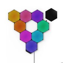 Shapes Ultra Black Hexagon Starter Kit, 9 Esagoni Luminosi Led Rgbw Smart - Applique Da Parete Interno Modulari, Luci Led 16m Colori Wifi, Funziona 