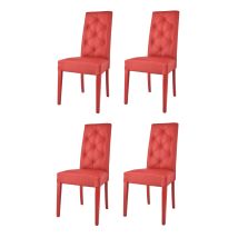Tommychairs - Set 4 Sedie Modello Chantal Per Cucina E Sala Da Pranzo, Struttura In Legno Di Faggio Verniciata In Rosso, Seduta E Schienale Con 